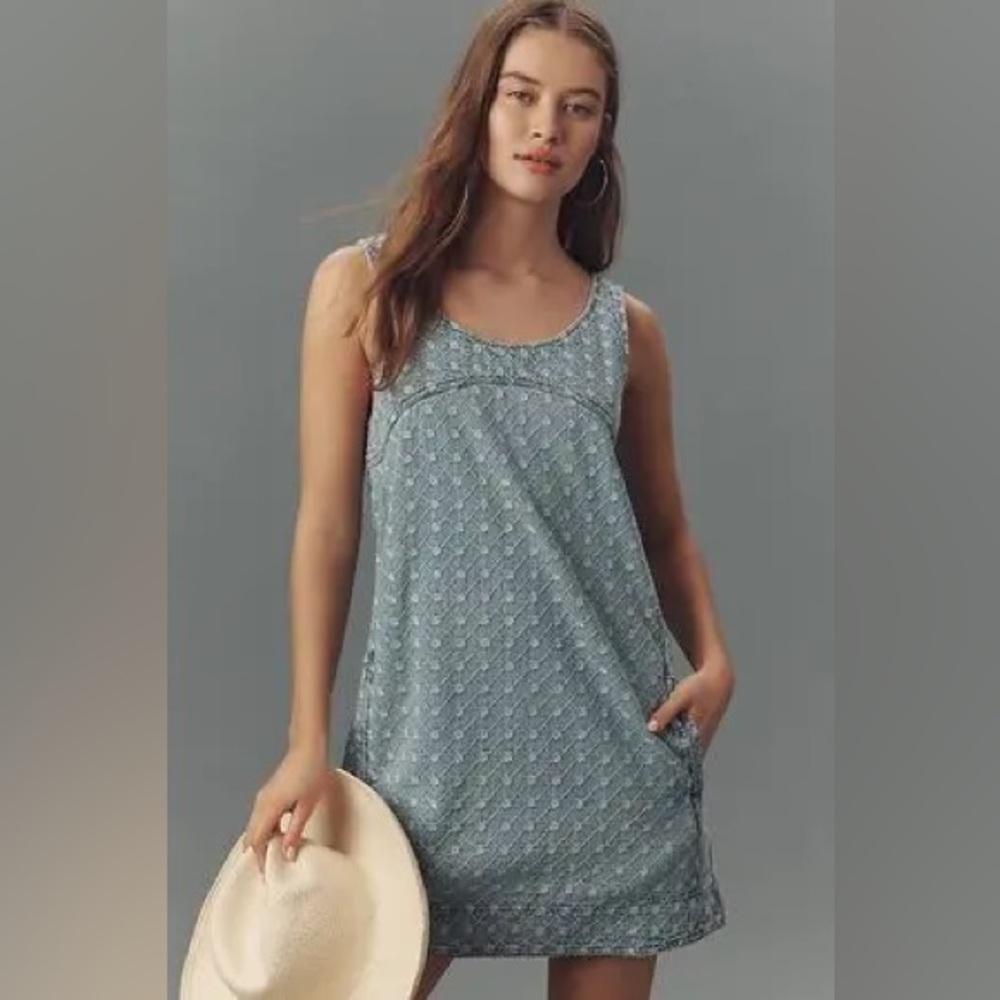 Anthropologie Pilcro Scoop-Neck Denim Shift Mini Dress